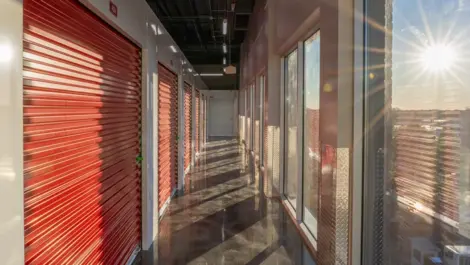 Upstairs storage units with window looking outside