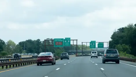 A group of cars on the Garden State Parkway near Hazlet, NJ.