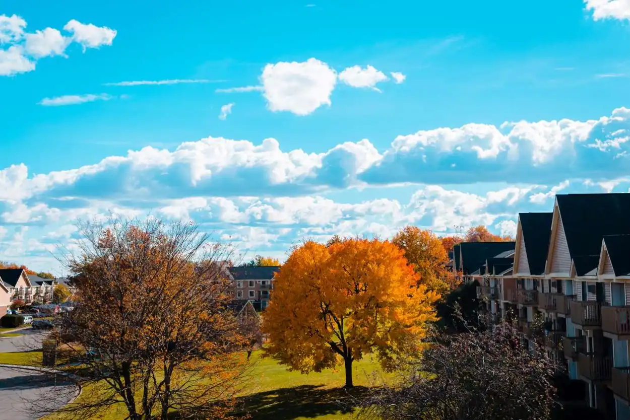 Landscape of an apartment complex in Grand Rapids, Michigan.