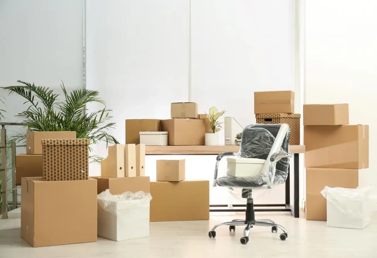 Moving boxes in office