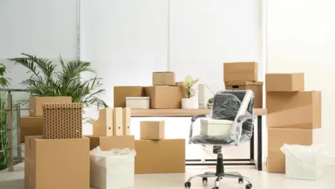 Moving boxes in office