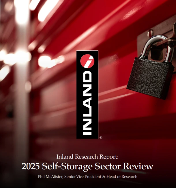 2025 Self Storage Sector Review Inland Research Review. Graphic of red door with lock